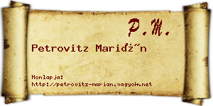 Petrovitz Marián névjegykártya